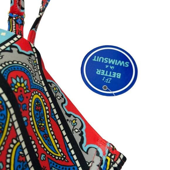 Swimsuits For All Paisley Padded Underwire Bikini Top NWT Size 14 - Picture 4 of 10